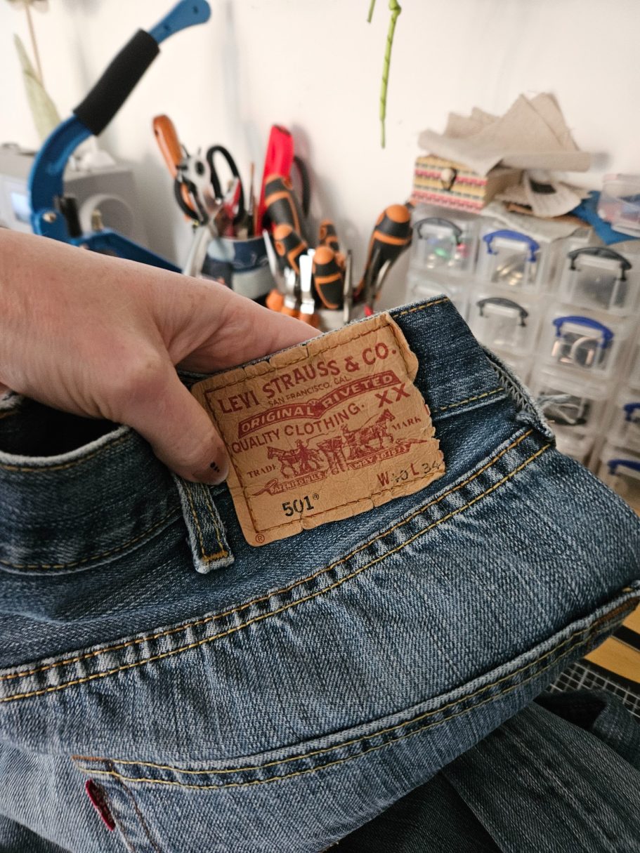 The Story Behind the Denim Original Levi's jeans details before being transformed into handmade bags by Gabus81