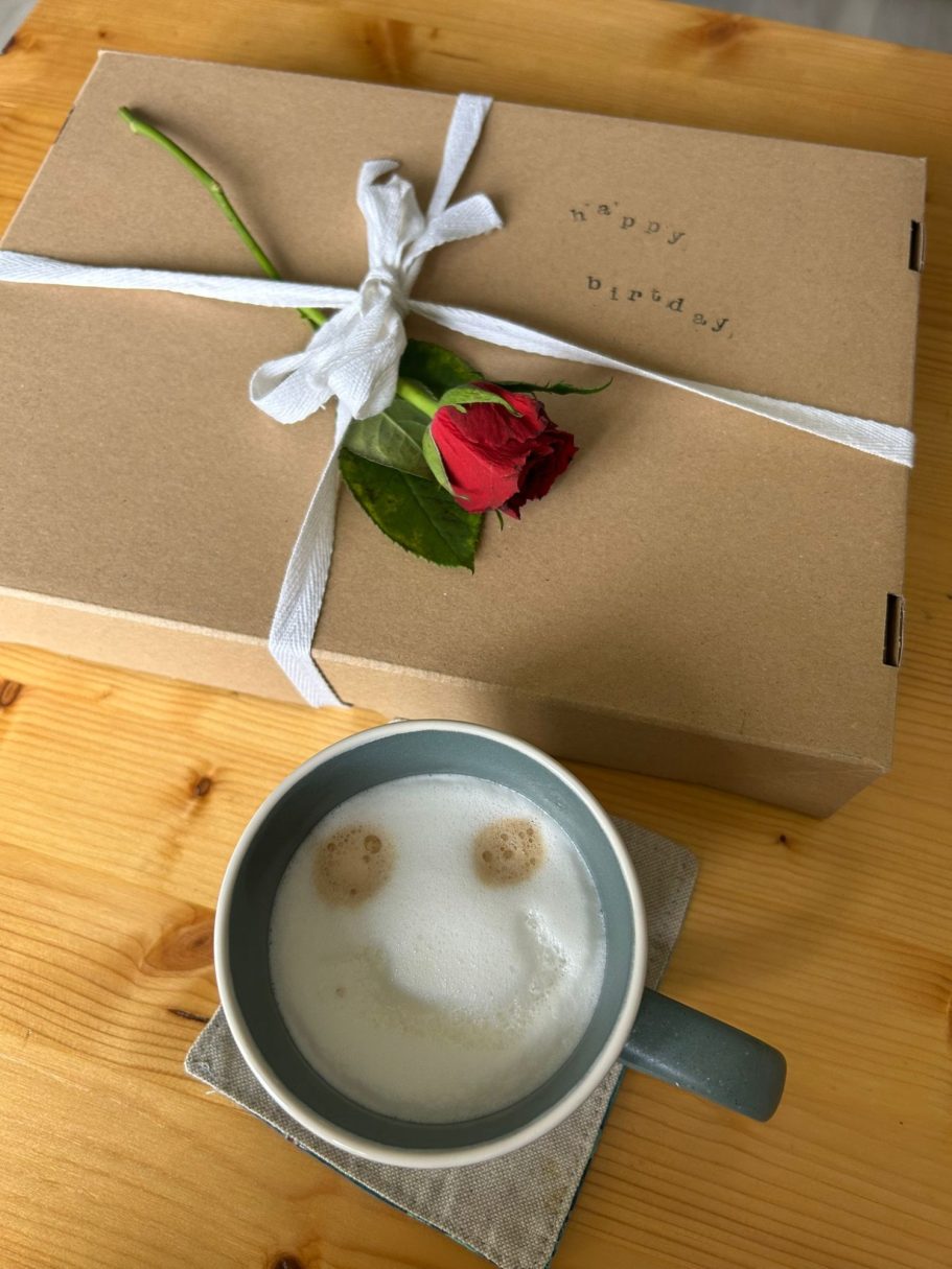 Packed with Care Hand wrapped Gabus81 parcel with brown box, string and a small surprise inside.