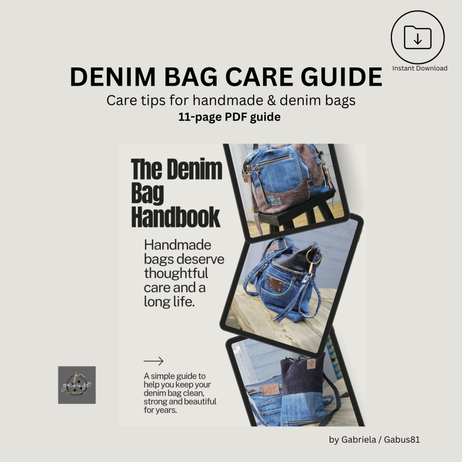 Denim bag care guide with tips for maintaining handmade and denim bags.