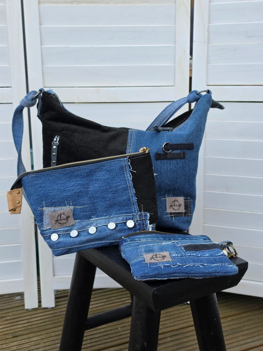 London Collection Upcycled denim and black corduroy bag collection by Gabus81 for London